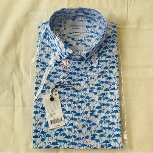 NWT Ledbury Tailored Fit Flamingo Print Dress Shirt Size 15/34